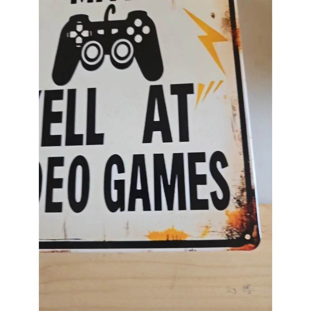Warning May Yell At Video Games‎ Sign, Tin Sign, 8x12, Gamer